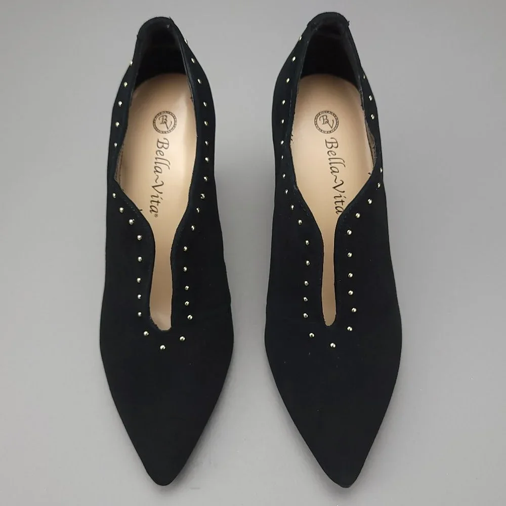 Bella Vita Dara Kid Suede Pointed‎ Toe Classic Pumps Black